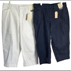 2 Pair St John´s Bay Secretly Slender American Stretch Mid Rise Capri Sz 14